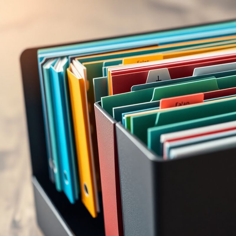 Sistem de arhivare cu dosare fiscale color pe fundal profesional